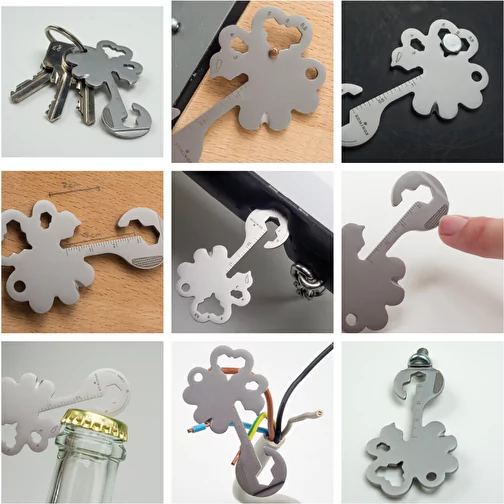 ROMINOX® Charm portafortuna a forma di chiave / Charm portafortuna a forma di quadrifoglio (19 funzi, Immagine 3