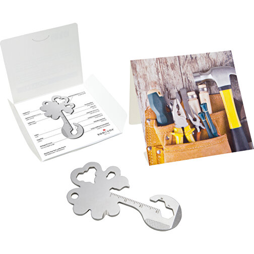 ROMINOX® Key Tool Lucky Charm / Kleeblatt Glücksbringer (19 Funktionen) , Edelstahl, 7,00cm x 0,23cm x 3,20cm (Länge x Höhe x Breite), Bild 1