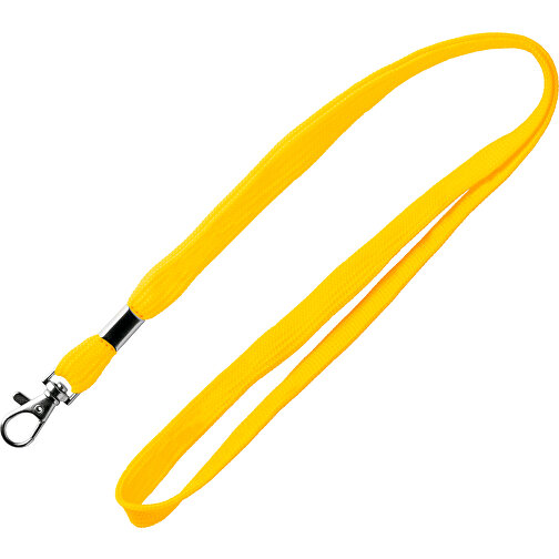 10 Mm Tubular Lanyard Mit Metallklemme , gelb, Polyester, 90,00cm x 1,00cm (Länge x Breite), Bild 1