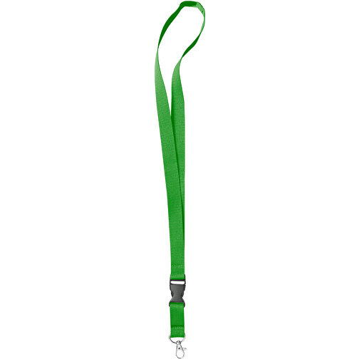 15 Mm Sicherheits Lanyard , grün, Polyester, 92,00cm x 1,50cm (Länge x Breite), Bild 1