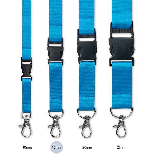 15 Mm Sicherheits Lanyard , blau, Polyester, 92,00cm x 1,50cm (Länge x Breite), Bild 3