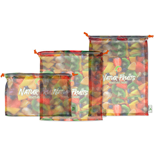 Full Color RPET Einkaufsnetze-Set , orange, RPET, 20,00cm x 30,00cm (Höhe x Breite), Bild 2