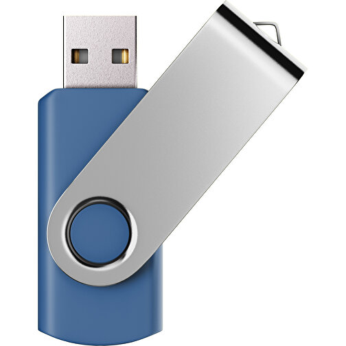 USB-Stick SWING Color 2.0 8 GB , Promo Effects MB , dunkelblau / silber MB , 8 GB , Kunststoff/ Aluminium MB , 5,70cm x 1,00cm x 1,90cm (Länge x Höhe x Breite), Bild 1