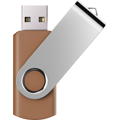USB-Stick SWING Color 2.0 1 GB , Promo Effects MB , braun / silber MB , 1 GB , Kunststoff/ Aluminium MB , 5,70cm x 1,00cm x 1,90cm (Länge x Höhe x Breite), Bild 1