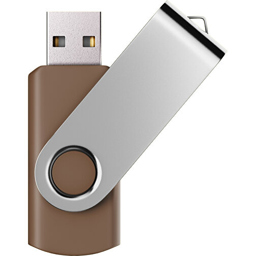 USB-Stick SWING Color 2.0 4 GB , Promo Effects MB , dunkelbraun / silber MB , 4 GB , Kunststoff/ Aluminium MB , 5,70cm x 1,00cm x 1,90cm (Länge x Höhe x Breite), Bild 1
