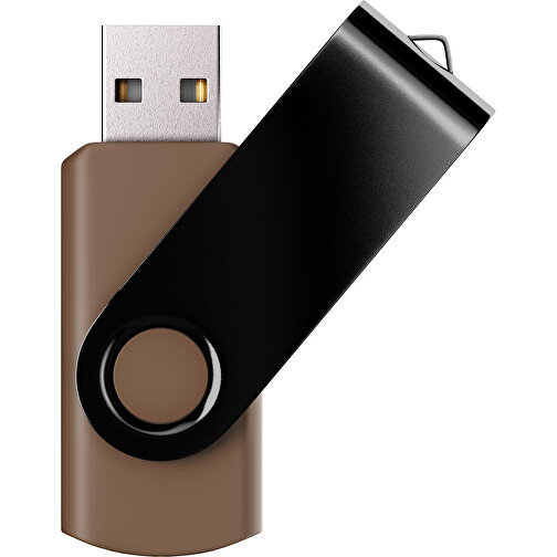 USB-Stick SWING Color 2.0 2 GB , Promo Effects MB , dunkelbraun / schwarz MB , 2 GB , Kunststoff/ Aluminium MB , 5,70cm x 1,00cm x 1,90cm (Länge x Höhe x Breite), Bild 1