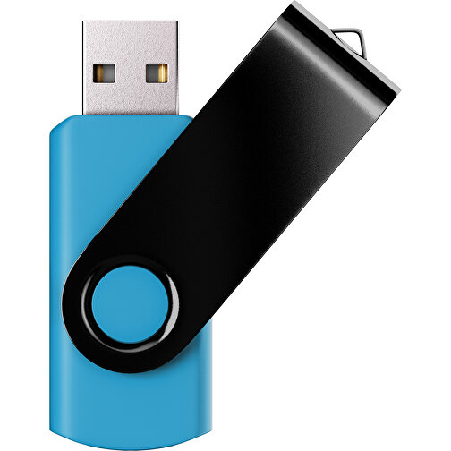 USB-Stick SWING Color 2.0 2 GB , Promo Effects MB , himmelblau / schwarz MB , 2 GB , Kunststoff/ Aluminium MB , 5,70cm x 1,00cm x 1,90cm (Länge x Höhe x Breite), Bild 1