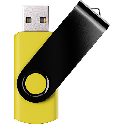 USB-Stick SWING Color 2.0 2 GB , Promo Effects MB , gelb / schwarz MB , 2 GB , Kunststoff/ Aluminium MB , 5,70cm x 1,00cm x 1,90cm (Länge x Höhe x Breite), Bild 1