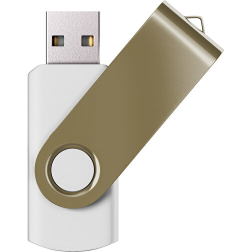 USB-Stick SWING Color 2.0 2 GB , Promo Effects MB , weiss / gold MB , 2 GB , Kunststoff/ Aluminium MB , 5,70cm x 1,00cm x 1,90cm (Länge x Höhe x Breite), Bild 1