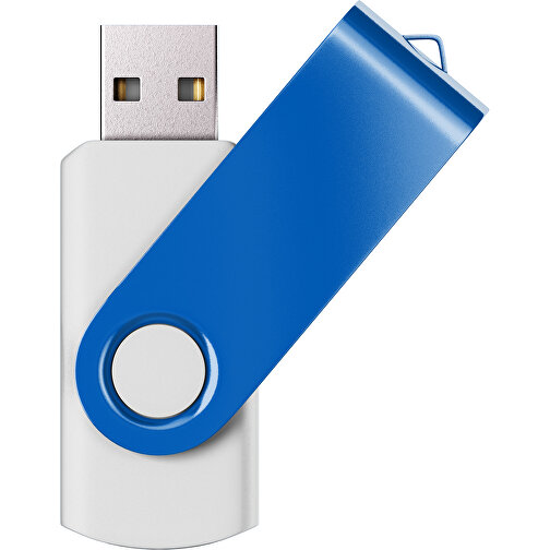 USB-Stick SWING Color 2.0 2 GB , Promo Effects MB , weiß / kobaltblau MB , 2 GB , Kunststoff/ Aluminium MB , 5,70cm x 1,00cm x 1,90cm (Länge x Höhe x Breite), Bild 1