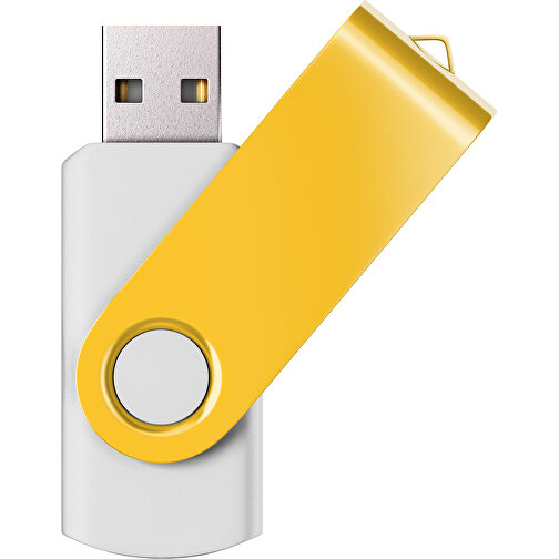 USB-Stick SWING Color 2.0 2 GB , Promo Effects MB , weiss / goldgelb MB , 2 GB , Kunststoff/ Aluminium MB , 5,70cm x 1,00cm x 1,90cm (Länge x Höhe x Breite), Bild 1
