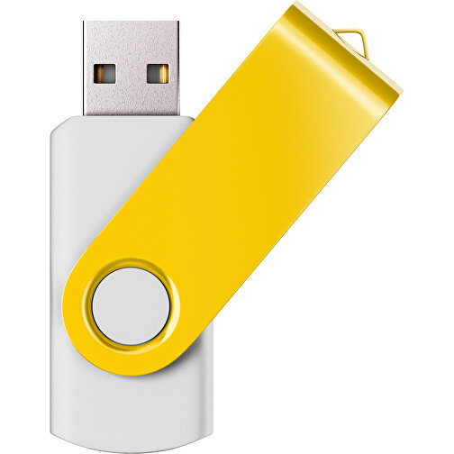 USB-Stick SWING Color 2.0 2 GB , Promo Effects MB , weiß / sonnengelb MB , 2 GB , Kunststoff/ Aluminium MB , 5,70cm x 1,00cm x 1,90cm (Länge x Höhe x Breite), Bild 1