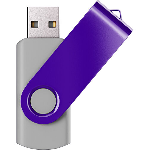 USB-Stick SWING Color 2.0 2 GB , Promo Effects MB , grau / violet MB , 2 GB , Kunststoff/ Aluminium MB , 5,70cm x 1,00cm x 1,90cm (Länge x Höhe x Breite), Bild 1