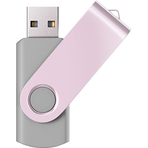 USB-Stick SWING Color 2.0 2 GB , Promo Effects MB , grau / zartrosa MB , 2 GB , Kunststoff/ Aluminium MB , 5,70cm x 1,00cm x 1,90cm (Länge x Höhe x Breite), Bild 1