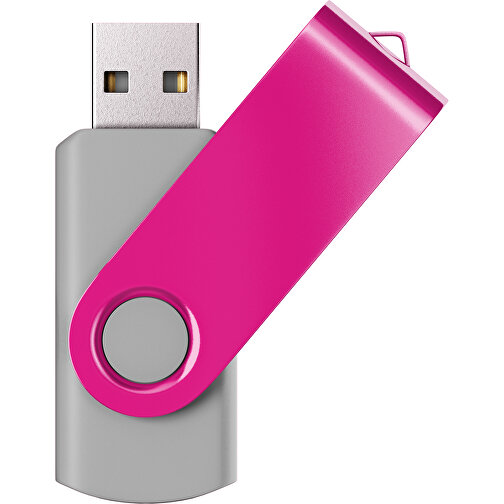 USB-Stick SWING Color 2.0 2 GB , Promo Effects MB , grau / pink MB , 2 GB , Kunststoff/ Aluminium MB , 5,70cm x 1,00cm x 1,90cm (Länge x Höhe x Breite), Bild 1