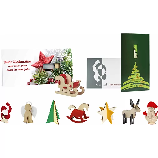 Carte de voeux avec puzzle en bois et feutrine - Traîneaux 4/0-c, Image 2
