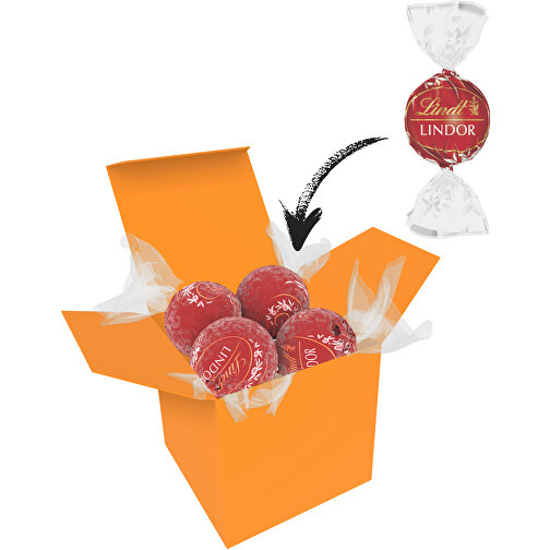 Color Lindor Box - Orange - Vollmilch , Lindt, rot, Pappe, 5,50cm x 5,50cm x 5,50cm (Länge x Höhe x Breite), Bild 1