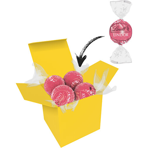 Color Lindor Box - Gelb - Erdbeer-Sahne , Lindt, rosa, Pappe, 5,50cm x 5,50cm x 5,50cm (Länge x Höhe x Breite), Bild 1