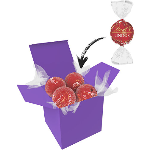 Color Lindor Box - Lila - Vollmilch , Lindt, rot, Pappe, 5,50cm x 5,50cm x 5,50cm (Länge x Höhe x Breite), Bild 1