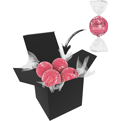 Color Lindor Box - Schwarz - Erdbeer-Sahne , Lindt, rosa, Pappe, 5,50cm x 5,50cm x 5,50cm (Länge x Höhe x Breite), Bild 1