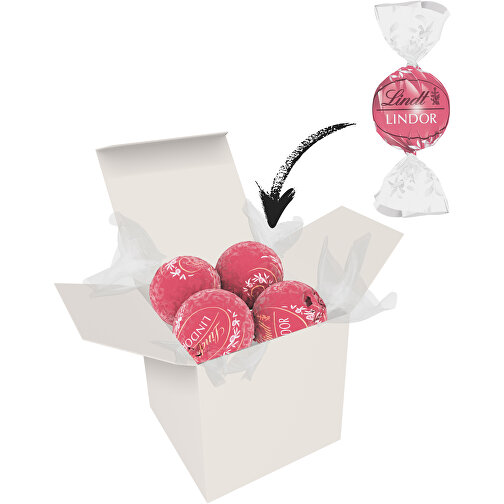 Color Lindor Box - Weiß - Erdbeer-Sahne , Lindt, rosa, Pappe, 5,50cm x 5,50cm x 5,50cm (Länge x Höhe x Breite), Bild 1