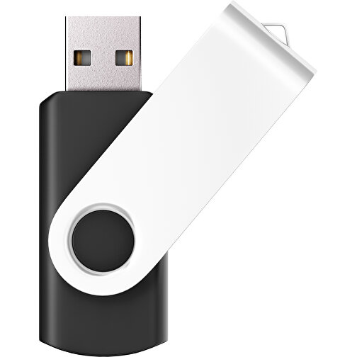 USB-Stick SWING Color 2.0 2 GB , Promo Effects MB , schwarz / weiss MB , 2 GB , Kunststoff/ Aluminium MB , 5,70cm x 1,00cm x 1,90cm (Länge x Höhe x Breite), Bild 1