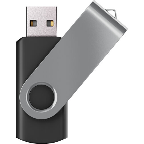 USB-Stick SWING Color 2.0 2 GB , Promo Effects MB , schwarz / grau MB , 2 GB , Kunststoff/ Aluminium MB , 5,70cm x 1,00cm x 1,90cm (Länge x Höhe x Breite), Bild 1