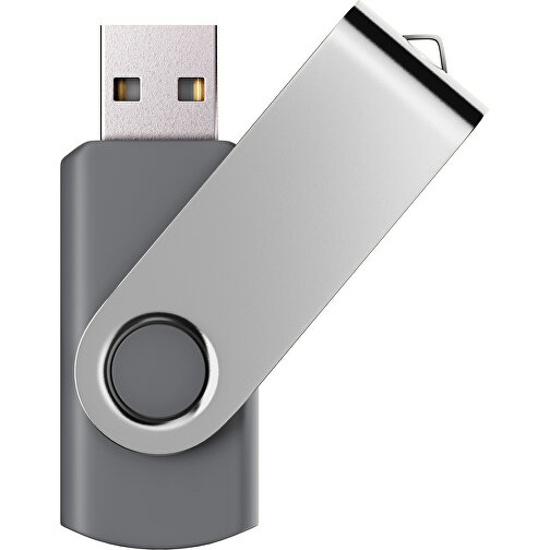 USB-Stick SWING Color 2.0 8 GB , Promo Effects MB , dunkelgrau / silber MB , 8 GB , Kunststoff/ Aluminium MB , 5,70cm x 1,00cm x 1,90cm (Länge x Höhe x Breite), Bild 1