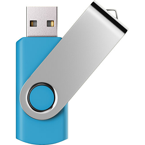 USB-Stick SWING Color 2.0 32 GB , Promo Effects MB , himmelblau / silber MB , 32 GB , Kunststoff/ Aluminium MB , 5,70cm x 1,00cm x 1,90cm (Länge x Höhe x Breite), Bild 1