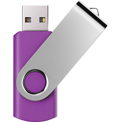 USB-Stick SWING Color 2.0 32 GB , Promo Effects MB , dunkelmagenta / silber MB , 32 GB , Kunststoff/ Aluminium MB , 5,70cm x 1,00cm x 1,90cm (Länge x Höhe x Breite), Bild 1