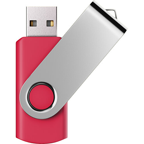 USB-Stick SWING Color 2.0 16 GB , Promo Effects MB , ampelrot / silber MB , 16 GB , Kunststoff/ Aluminium MB , 5,70cm x 1,00cm x 1,90cm (Länge x Höhe x Breite), Bild 1