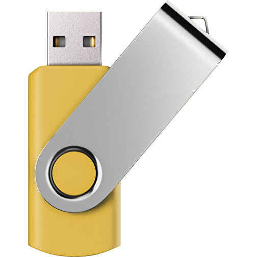 USB-Stick SWING Color 2.0 128 GB , Promo Effects MB , goldgelb / silber MB , 131 GB , Kunststoff/ Aluminium MB , 5,70cm x 1,00cm x 1,90cm (Länge x Höhe x Breite), Bild 1