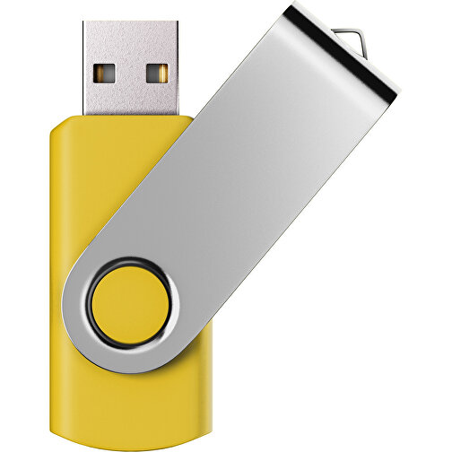 USB-Stick SWING Color 2.0 128 GB , Promo Effects MB , sonnengelb / silber MB , 131 GB , Kunststoff/ Aluminium MB , 5,70cm x 1,00cm x 1,90cm (Länge x Höhe x Breite), Bild 1