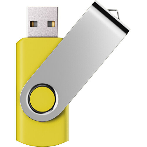 USB-Stick SWING Color 2.0 4 GB , Promo Effects MB , gelb / silber MB , 4 GB , Kunststoff/ Aluminium MB , 5,70cm x 1,00cm x 1,90cm (Länge x Höhe x Breite), Bild 1
