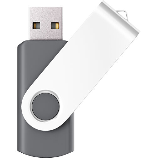 USB-Stick SWING Color 2.0 64 GB , Promo Effects MB , dunkelgrau / weiss MB , 65 GB , Kunststoff/ Aluminium MB , 5,70cm x 1,00cm x 1,90cm (Länge x Höhe x Breite), Bild 1