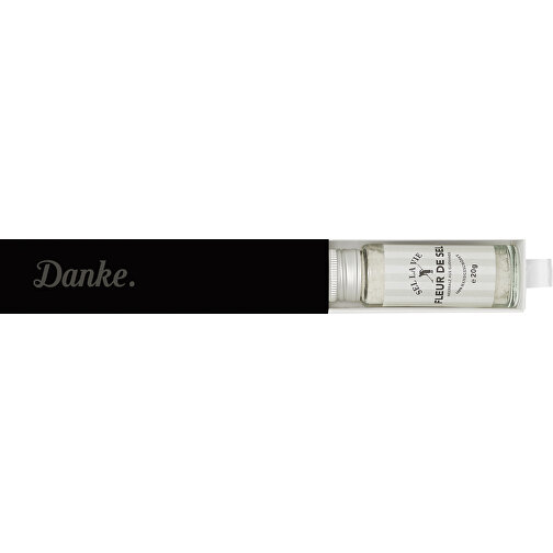 Dankebox Mini 'Fleur De Sel Aus Guérande' - Schwarz , schwarz, Papier, Pappe, Satin, 14,20cm x 3,40cm x 3,40cm (Länge x Höhe x Breite), Bild 1