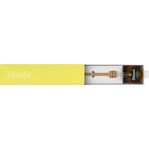 Dankebox 'Deutscher Imkerhonig' - Gelb , gelb, Papier, Pappe, Satin, 21,50cm x 5,50cm x 5,50cm (Länge x Höhe x Breite), Bild 1