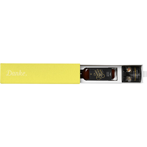 Dankebox 'Rheinland Barbecue' - Gelb , gelb, Papier, Pappe, Satin, 21,50cm x 5,50cm x 5,50cm (Länge x Höhe x Breite), Bild 1