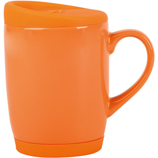 Keramikbecher EASY DAY , orange, Keramik / Silikon, 10,50cm (Höhe), Bild 1
