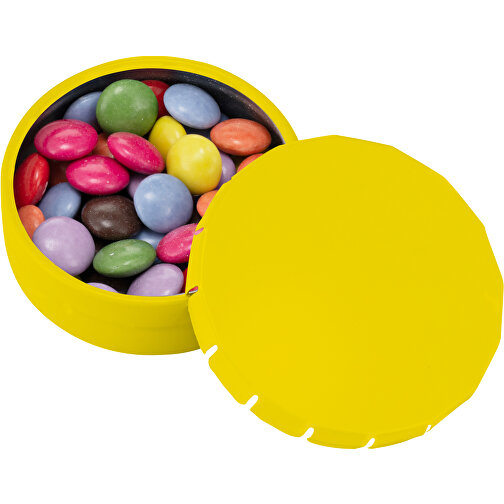 Runde Click-Blechdose 45 Mm , gelb, Metall, 1,50cm (Länge), Bild 2