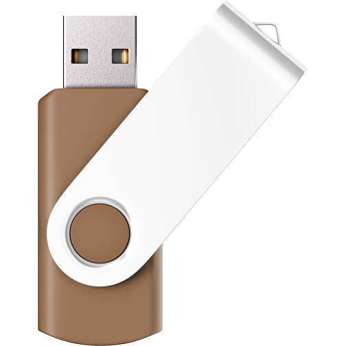 USB-Stick SWING Color 2.0 8 GB , Promo Effects MB , erdbraun / weiss MB , 8 GB , Kunststoff/ Aluminium MB , 5,70cm x 1,00cm x 1,90cm (Länge x Höhe x Breite), Bild 1