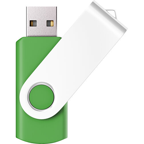 USB-Stick SWING Color 2.0 32 GB , Promo Effects MB , grasgrün / weiß MB , 32 GB , Kunststoff/ Aluminium MB , 5,70cm x 1,00cm x 1,90cm (Länge x Höhe x Breite), Bild 1