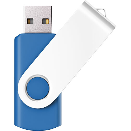 USB-Stick SWING Color 2.0 4 GB , Promo Effects MB , kobaltblau / weiß MB , 4 GB , Kunststoff/ Aluminium MB , 5,70cm x 1,00cm x 1,90cm (Länge x Höhe x Breite), Bild 1