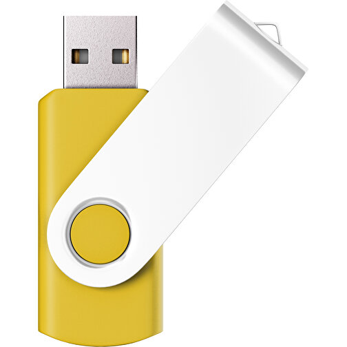 USB-Stick SWING Color 2.0 4 GB , Promo Effects MB , sonnengelb / weiss MB , 4 GB , Kunststoff/ Aluminium MB , 5,70cm x 1,00cm x 1,90cm (Länge x Höhe x Breite), Bild 1