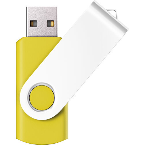 USB-Stick SWING Color 2.0 32 GB , Promo Effects MB , gelb / weiß MB , 32 GB , Kunststoff/ Aluminium MB , 5,70cm x 1,00cm x 1,90cm (Länge x Höhe x Breite), Bild 1