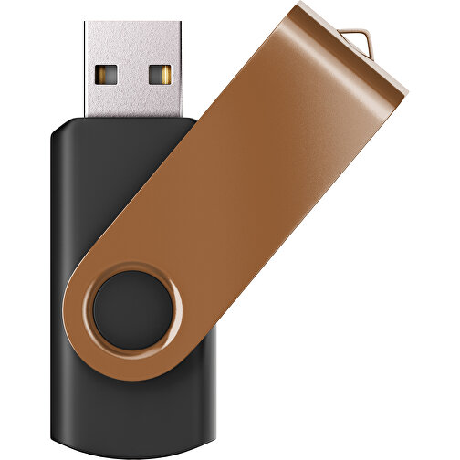 USB-Stick SWING Color 2.0 8 GB , Promo Effects MB , schwarz / erdbraun MB , 8 GB , Kunststoff/ Aluminium MB , 5,70cm x 1,00cm x 1,90cm (Länge x Höhe x Breite), Bild 1