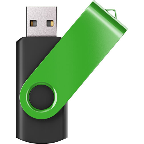 USB-Stick SWING Color 2.0 8 GB , Promo Effects MB , schwarz / grasgrün MB , 8 GB , Kunststoff/ Aluminium MB , 5,70cm x 1,00cm x 1,90cm (Länge x Höhe x Breite), Bild 1