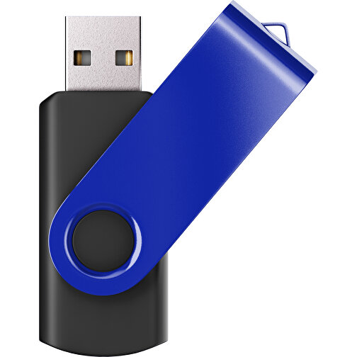 USB-Stick SWING Color 2.0 8 GB , Promo Effects MB , schwarz / blau MB , 8 GB , Kunststoff/ Aluminium MB , 5,70cm x 1,00cm x 1,90cm (Länge x Höhe x Breite), Bild 1