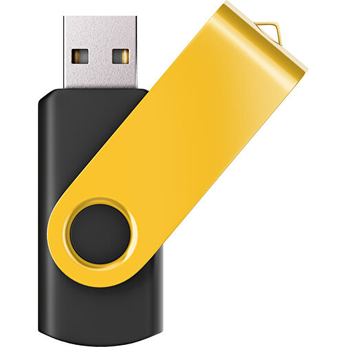 USB-Stick SWING Color 2.0 8 GB , Promo Effects MB , schwarz / goldgelb MB , 8 GB , Kunststoff/ Aluminium MB , 5,70cm x 1,00cm x 1,90cm (Länge x Höhe x Breite), Bild 1