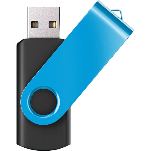 USB-Stick SWING Color 2.0 64 GB , Promo Effects MB , schwarz / himmelblau MB , 65 GB , Kunststoff/ Aluminium MB , 5,70cm x 1,00cm x 1,90cm (Länge x Höhe x Breite), Bild 1